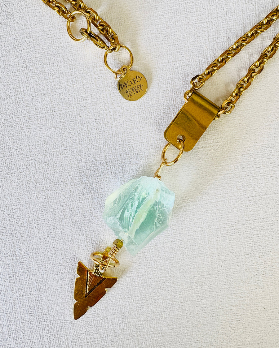 LONGSHOT Crystal Pendulum Necklace: Aquamarine