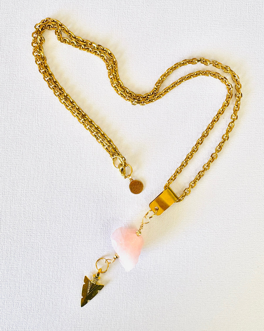 Longshot Crystal Pendulum Necklace: Rose Quartz