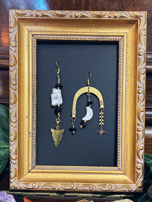 "Isla Nyx B" Earrings - Pearl Obsidian