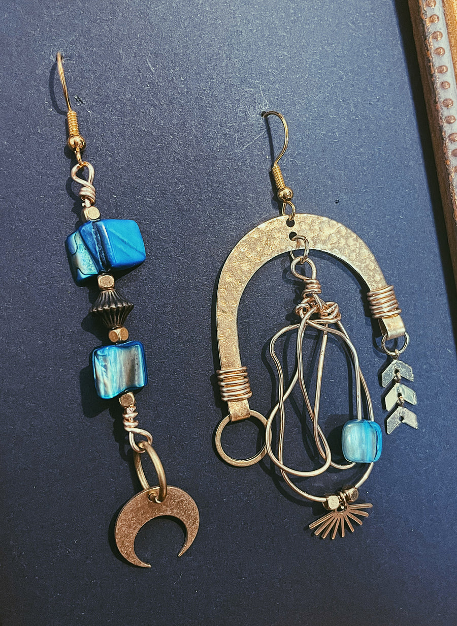 "Layla E" Earrings - Blue Mother of Pearl