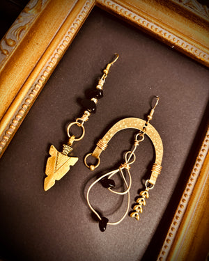 "Nyx H" Earrings - Obsidian