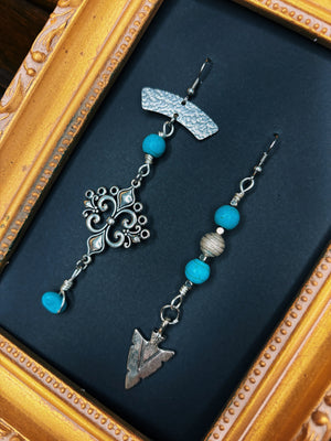 "Rue B" Earrings - Silver + Turquoise