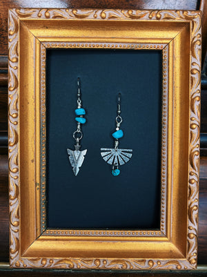 "Rue C" Earrings - Silver + Turquoise