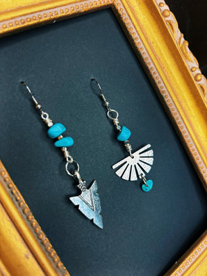 "Rue C" Earrings - Silver + Turquoise